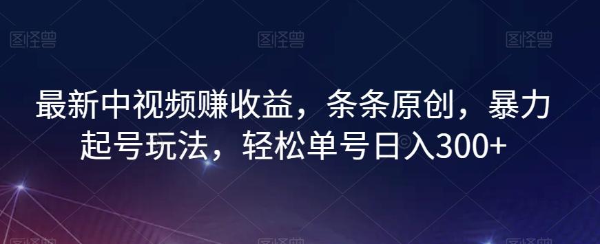 最新中视频赚收益，条条原创，暴力起号玩法，轻松单号日入300+【揭秘】-chywc