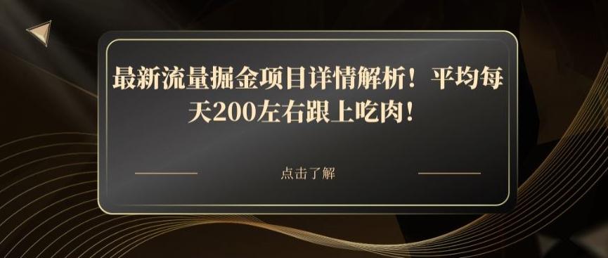最新流量掘金项目详情解析！平均每天200左右跟上吃肉！-chywc