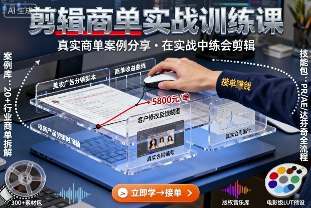 剪辑商单实战训练课，真实商单案例分享，在实战中练会剪辑-chywc