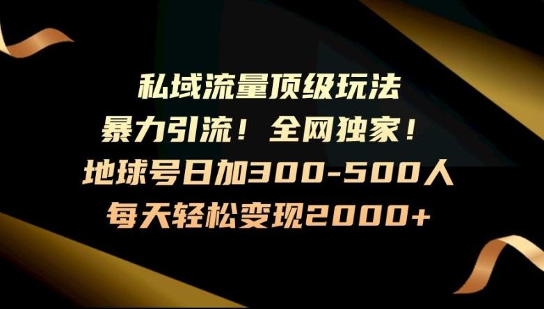 暴力引流，全网独家，地球号日加300-500人，私域流量顶级玩法，每天轻松变现2000+-chywc
