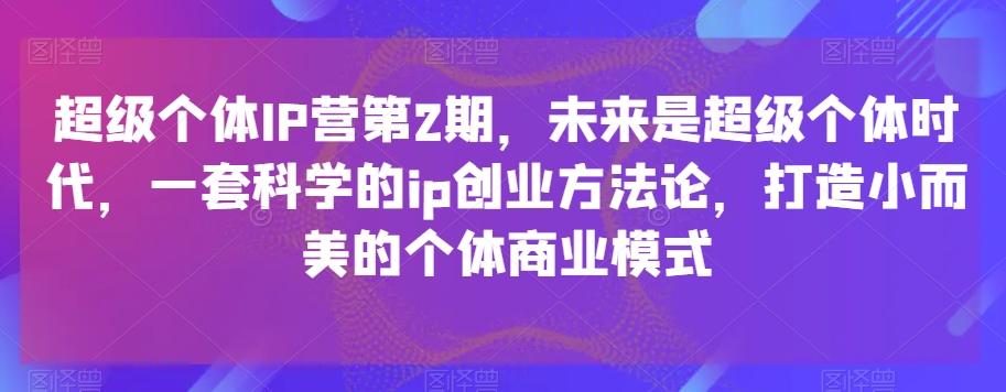 超级个体IP营第2期，未来是超级个体时代，一套科学的ip创业方法论，打造小而美的个体商业模式-chywc