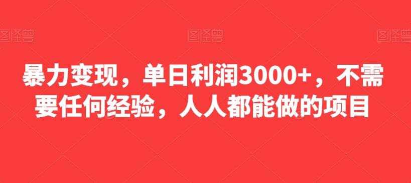 暴力变现，单日利润3000+，不需要任何经验，人人都能做的项目-chywc