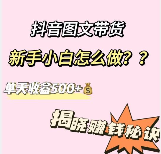 抖音图文带货，新手小白怎么做？单天收益500+【揭秘赚钱秘诀】-chywc