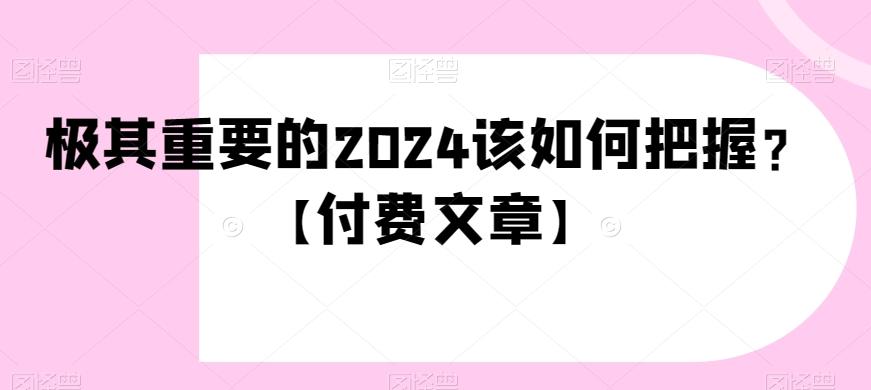 极其重要的2024该如何把握？【付费文章】-chywc