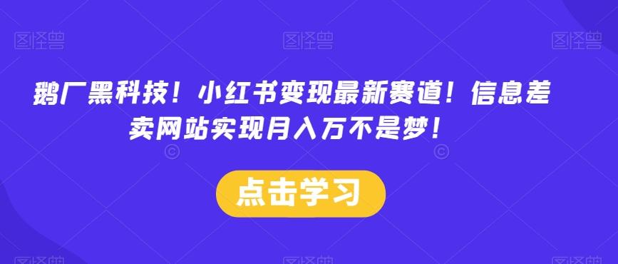 鹅厂黑科技！小红书变现最新赛道！信息差卖网站实现月入万不是梦！-chywc