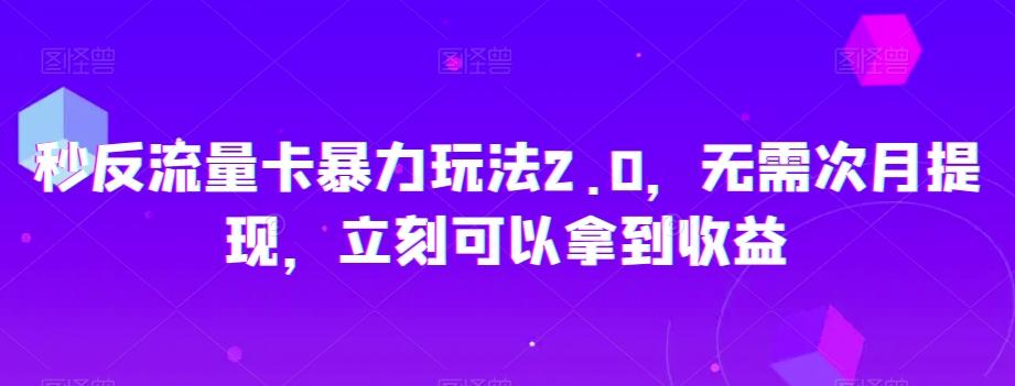 秒反流量卡暴力玩法2.0，无需次月提现，立刻可以拿到收益【揭秘】-chywc