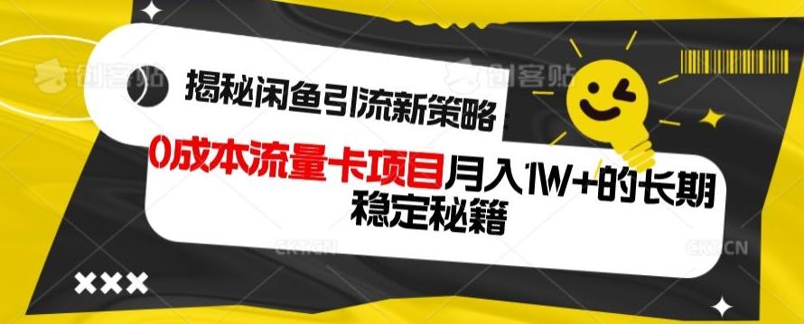 揭秘闲鱼引流新策略：0成本流量卡项目，月入1W+的长期稳定秘籍-chywc