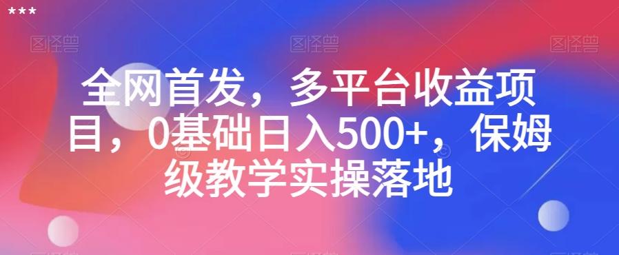 全网首发，多平台收益项目，0基础日入500+，保姆级教学实操落地【揭秘】-chywc