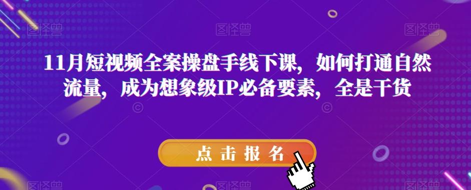 11月短视频全案操盘手线下课，如何打通自然流量，成为想象级IP必备要素，全是干货-chywc