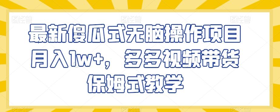 最新傻瓜式无脑操作项目月入1w+，多多视频带货保姆式教学【揭秘】-chywc