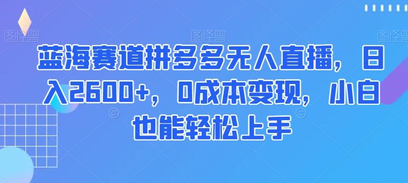 蓝海赛道拼多多无人直播，日入2600+，0成本变现，小白也能轻松上手【揭秘】-chywc