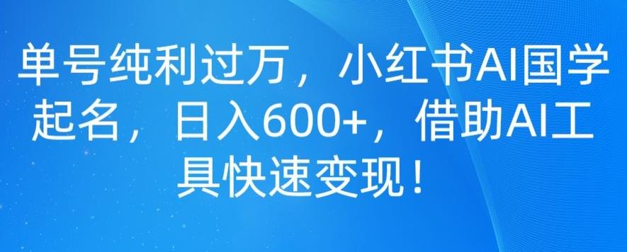 单号纯利过万，小红书AI国学起名，日入600+，借助AI工具快速变现-chywc