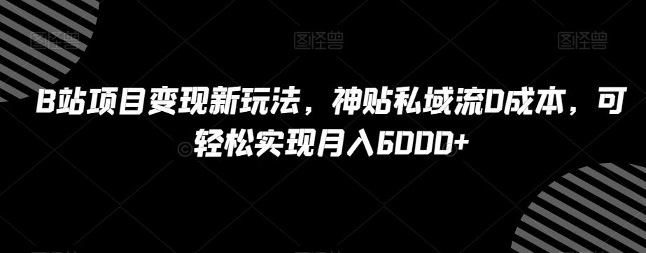 B站项目变现新玩法，神贴私域流0成本，可轻松实现月入6000+【揭秘】-chywc