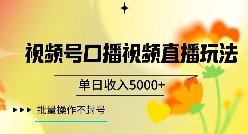 视频号囗播视频直播玩法，单日收入5000+，批量操作不封号【揭秘】-chywc