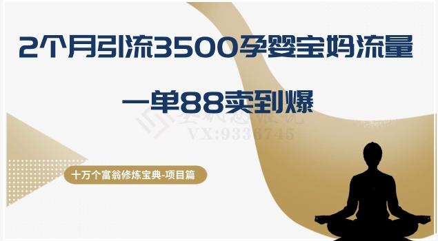 十万个富翁修炼宝典之13.2个月引流3500孕婴宝妈流量，一单88卖到爆-chywc