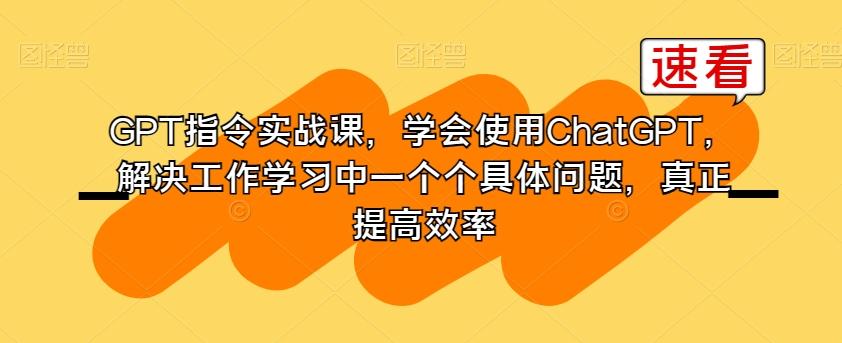 GPT指令实战课，学会使用ChatGPT，解决工作学习中一个个具体问题，真正提高效率-chywc