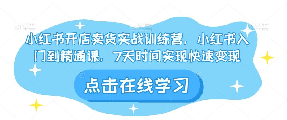小红书开店卖货实战训练营，小红书入门到精通课，7天时间实现快速变现-chywc