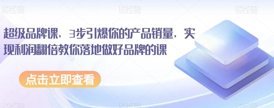 超级品牌课，3步引爆你的产品销量，实现利润翻倍教你落地做好品牌的课-chywc