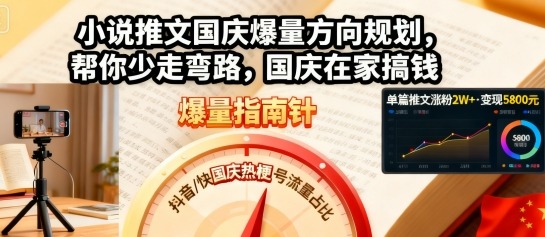 小说推文国庆爆量方向规划，帮你少走弯路，国庆在家搞钱-chywc