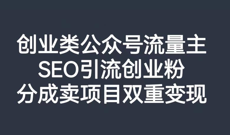 创业类公众号流量主，SEO引流创业粉，分成卖项目双重变现【揭秘】-chywc