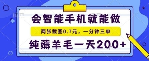 手机项目，二十秒一单，纯薅羊毛一天2张+做就有【揭秘】-chywc
