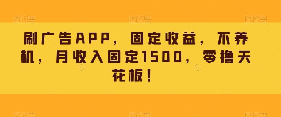 刷广告APP，固定收益，不养机，月收入固定1500，零撸天花板！-chywc