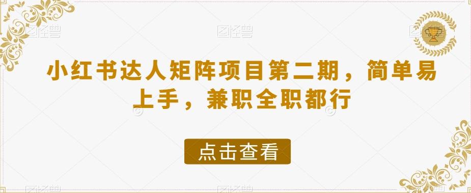 小红书达人矩阵项目第二期，简单易上手，兼职全职都行-chywc