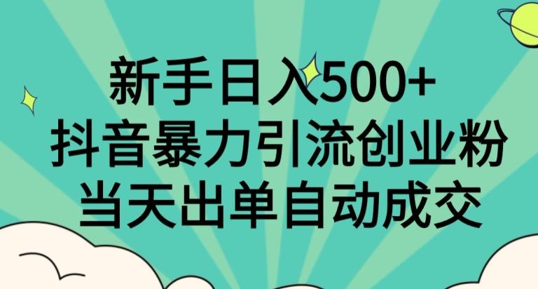 新手日入500+，抖音暴力引流创业粉，当天出单自动成交-chywc