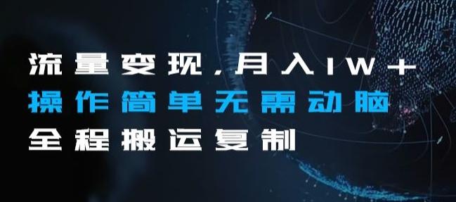 流量变现，月入1W+操作简单无需动脑全程搬运复制【揭秘】-chywc