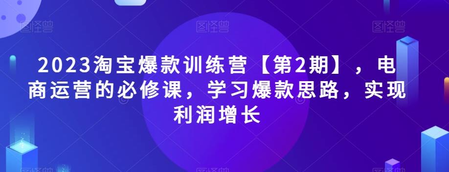 2023淘宝爆款训练营【第2期】，电商运营的必修课，学习爆款思路，实现利润增长-chywc