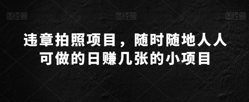 违章拍照项目，随时随地人人可做的日赚几张的小项目-chywc