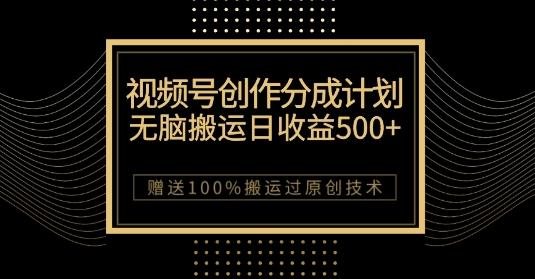 最新视频号创作分成计划，无脑搬运一天收益500+，100%搬运过原创技巧【揭秘】-chywc