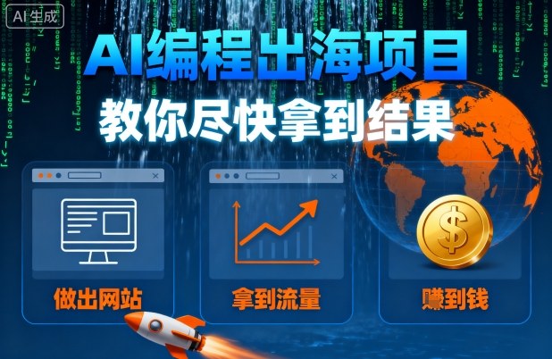 AI编程出海项目，教你尽快拿到结果-做出网站、拿到流量、賺到钱-chywc