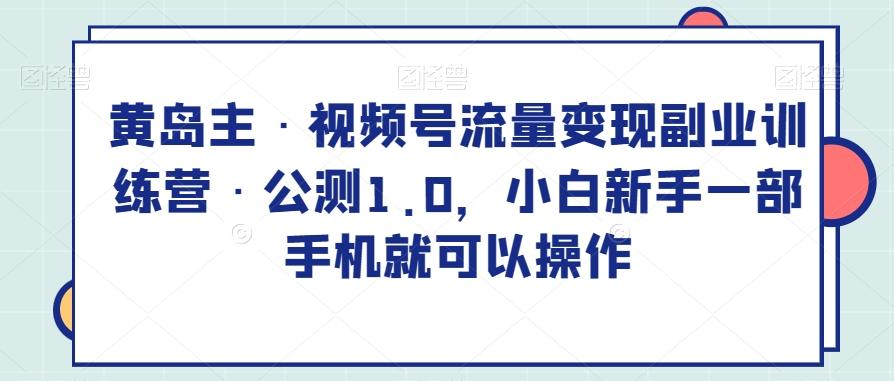 黄岛主·视频号流量变现副业训练营·公测1.0，小白新手一部手机就可以操作-chywc