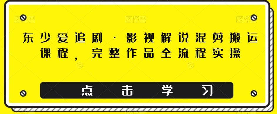 东少爱追剧·影视解说混剪搬运课程，完整作品全流程实操-chywc