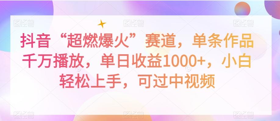 抖音“超燃爆火”赛道，单条作品千万播放，单日收益1000+，小白轻松上手，可过中视频【揭秘】-chywc