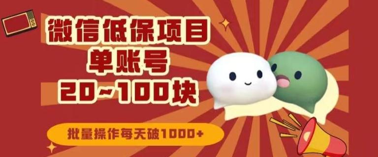微信领低保单账号20元-100元，批量操作每天破1000+-chywc