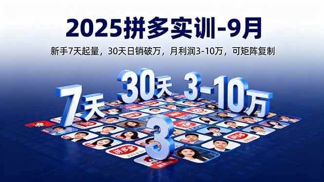 2025拼多多实训-9月：新手7天起量,30天日销破万,月利润3-10万,可矩阵复制-chywc