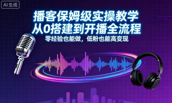 播客保姆级实操教学，从0搭建到开播全流程，零经验也能做，低粉也能高变现-chywc