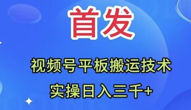 全网首发：视频号平板搬运技术，实操日入三千＋-chywc