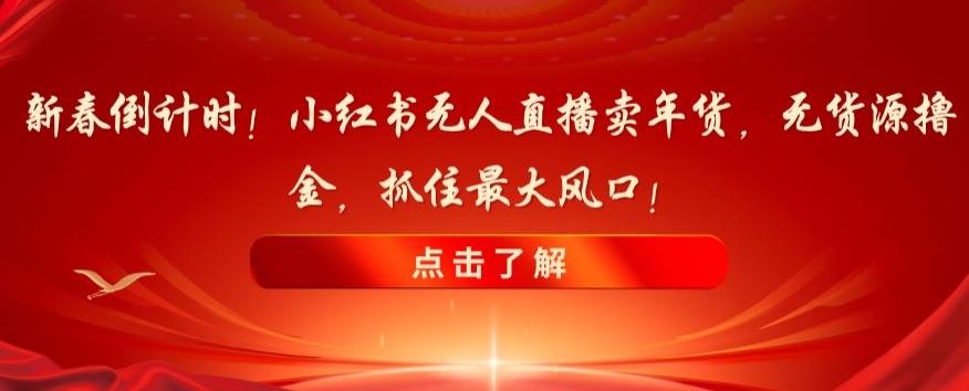 新春倒计时！小红书无人直播卖年货，无货源撸金，抓住最大风口【揭秘】-chywc