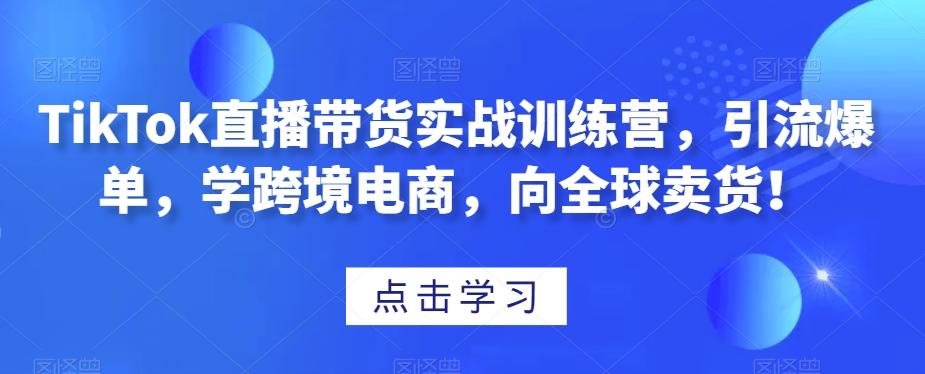 TikTok直播带货实战训练营，引流爆单，学跨境电商，向全球卖货！-chywc