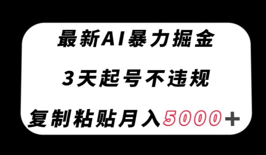 最新AI暴力掘金，3天必起号不违规，复制粘贴月入5000＋【揭秘】-chywc