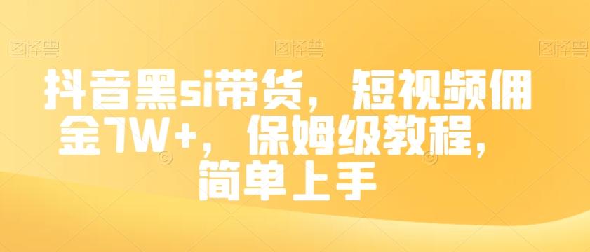 抖音黑si带货，短视频佣金7W+，保姆级教程，简单上手【揭秘】-chywc