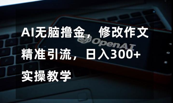 AI无脑撸金，修改作文精准引流，日入300+，实操教学【揭秘】-chywc
