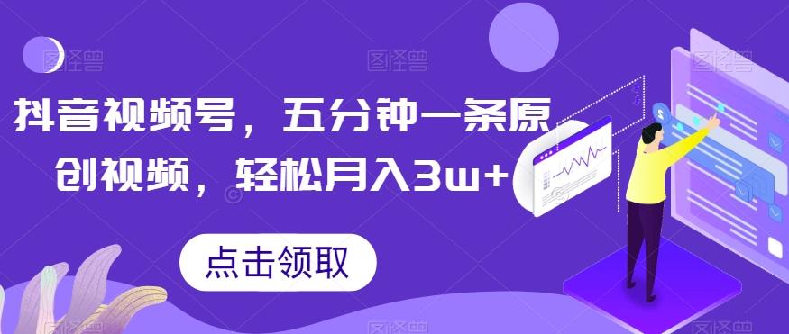 抖音视频号，五分钟一条原创视频，轻松月入3w+【独家秘诀，传授赚钱方法】【揭秘】-chywc