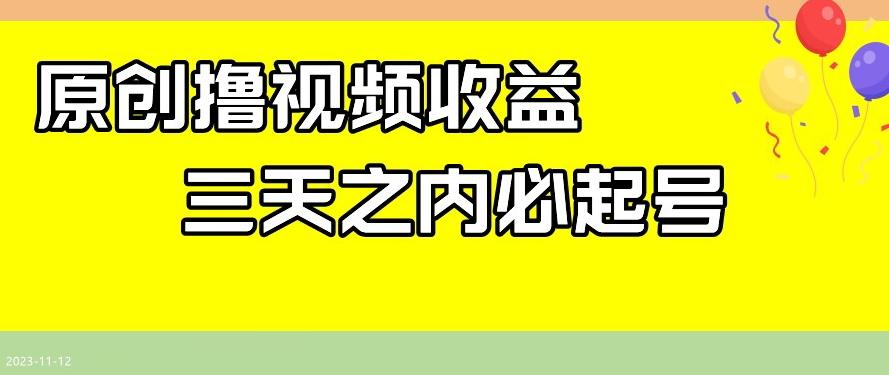 最新撸视频收益，三天之内必起号，一天保底100+【揭秘】-chywc