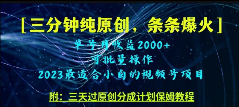 三分钟制作视频号纯原创，条条爆款，轻松月入过万【揭秘】-chywc
