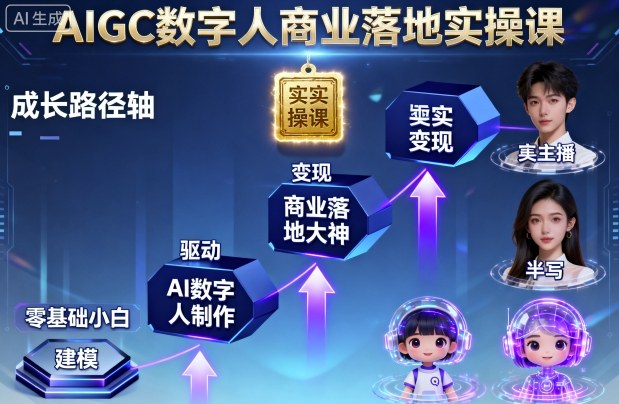 AIGC数字人商业落地实操课，从零基础小白到AI数字人大神-chywc