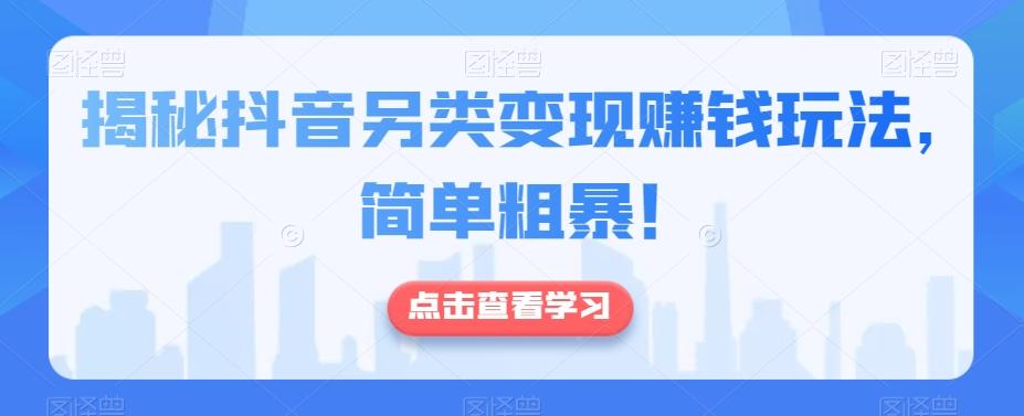 揭秘抖音另类变现赚钱玩法，简单粗暴！-chywc